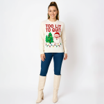 Too Lit To Quit Christmas Sweater - Image 2