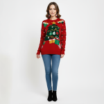 Red Christmas Tree Lights Sweater - Image 3