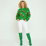 Elf Pattern Green Christmas Sweater - Image 7