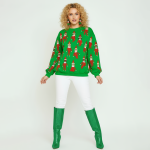 Elf Pattern Green Christmas Sweater - Image 4