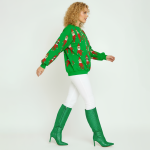 Elf Pattern Green Christmas Sweater - Image 6