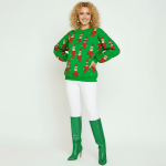 Elf Pattern Green Christmas Sweater - Image 5