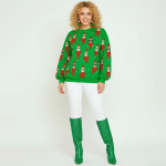 Elf Pattern Green Christmas Sweater