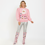 Pink Santa Butterfly Christmas Sweater