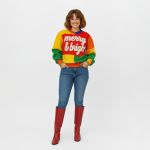 Color Block Merry & Bright Christmas Sweater - Image 2