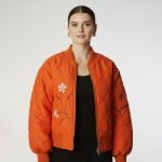 Orange Floral Quilted Bomber Jacket - Image 7