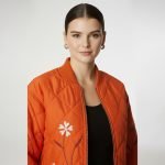 Orange Floral Quilted Bomber Jacket - Image 8