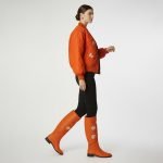 Orange Floral Quilted Bomber Jacket - Image 4