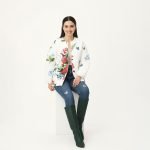 White Floral Butterfly Quilted Jacket - Image 2