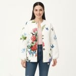 White Floral Butterfly Quilted Jacket - Image 3
