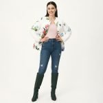 White Floral Butterfly Quilted Jacket - Image 5