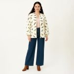 Bird Print Quilted Longline Jacket