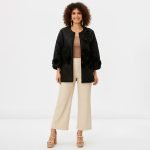 Black Quilted Floral Bomber Jacket