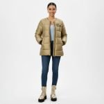 Metallic Gold Puffer Bomber Jacket