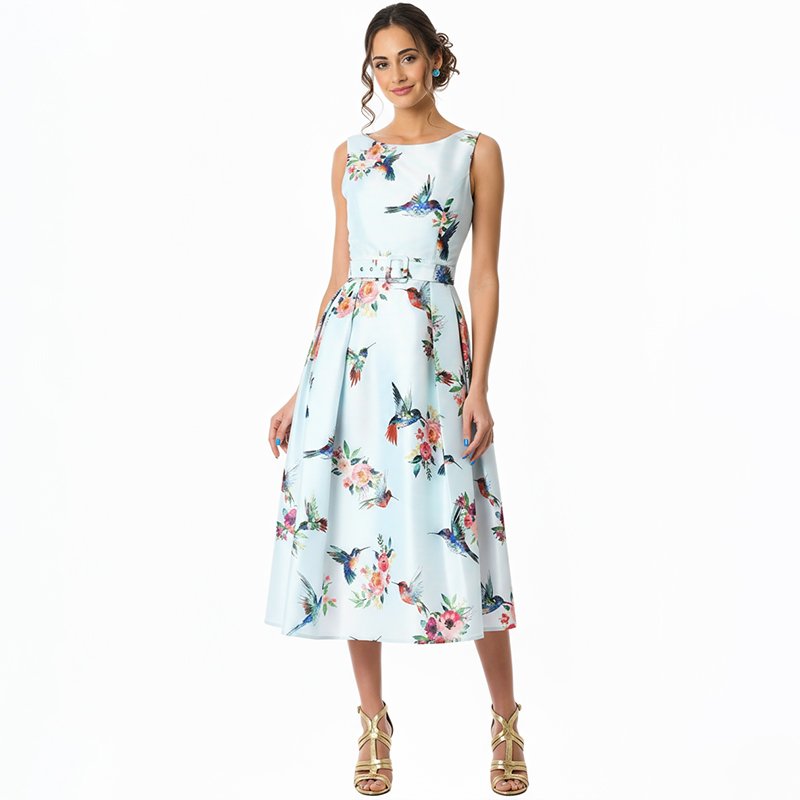 PicjamDownload-2025-09-15T230540.910 Sky Blue Floral Midi Dress - Image 1