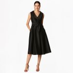 Elegant Black Wrap Midi Dress - Image 2
