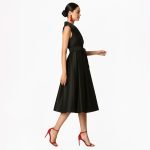Elegant Black Wrap Midi Dress - Image 3