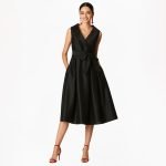 Elegant Black Wrap Midi Dress - Image 5