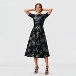 Lara Black Floral Midi Dress - Image 5