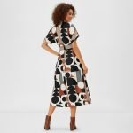 Geometric Print Belted Midi Dress - Image 7
