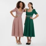 Pink Lace Trim Midi Dress