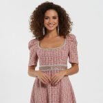 Pink Lace Trim Midi Dress - Image 9