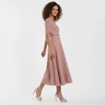 Pink Lace Trim Midi Dress - Image 7