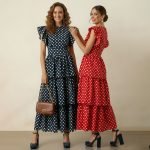 Navy Polka Dot Tiered Maxi Dress