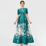 Green Floral Belted Maxi Dress