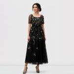 Floral Embroidered Tulle Maxi Dress
