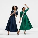 Navy Embroidered Satin Maxi Dress