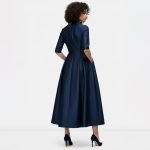 Navy Embroidered Satin Maxi Dress - Image 7