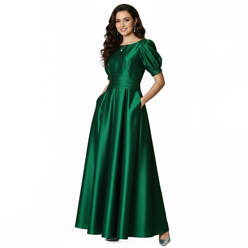PicjamDownload-2025-09-20T215243.712 Emerald Puff Sleeve Maxi Dress - Image 1