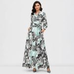 Black & Mint Floral Maxi Dress - Image 2