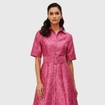 A-line Belted Button-Up Midi Dress - Image 3