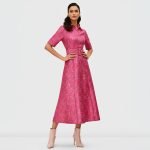 A-line Belted Button-Up Midi Dress - Image 2