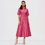 A-line Belted Button-Up Midi Dress