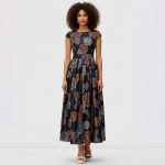Brocade Cap Sleeve Maxi Dress