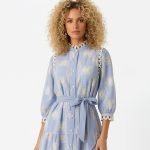 Sky Blue Embroidered Midi Dress - Image 4