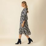 Blue Floral Puff Sleeve Midi Dress - Image 4
