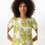 Yellow Floral Drop Waist Midi Dress - Image 5