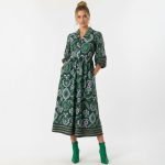 Paisley Shirt Collar Midi Dress