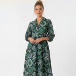 Paisley Shirt Collar Midi Dress - Image 5