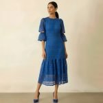 Lace Flounce Sleeve Midi Dress