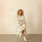 White floral long sleeve midi dress - Image 4