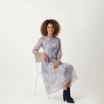 Pastel Blue Print Midi Dress - Image 3