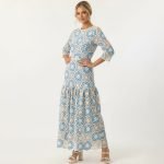 Blue Crochet Lace Maxi Dress - Image 5