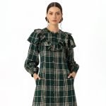 Green Plaid Ruffle Midi Dress - Image 4