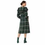 Green Plaid Ruffle Midi Dress - Image 5