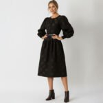 Floral Jacquard Belted Midi Dress - Image 2